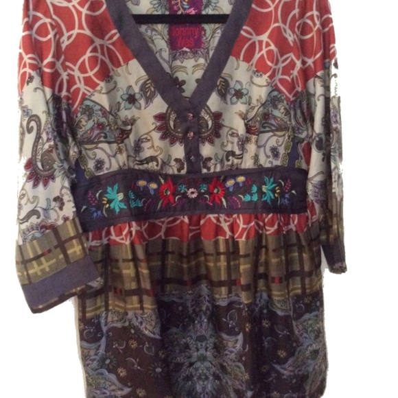 Johnny Was Tops - Johnny Was Embroidered Silk Tunic
